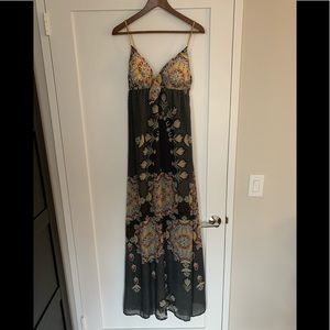 Floor length paiseley dress by Meghan Los Angeles